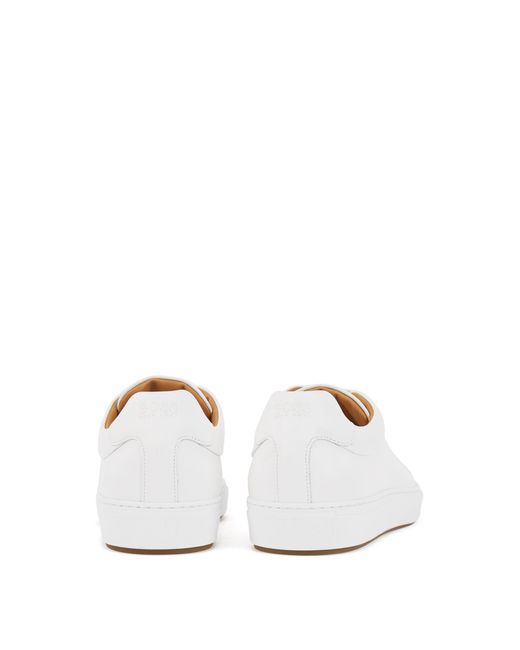 BOSS by Hugo Boss In Italië Vervaardigde Sneakers Van Bewerkt Leer in het White voor heren