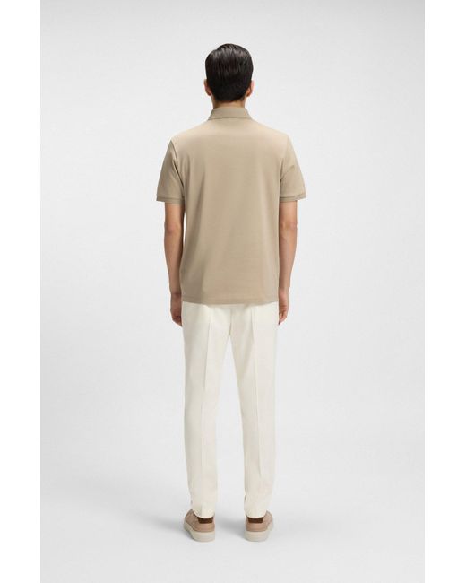 Boss Regular-Fit Poloshirt Aus Merzerisierter Baumwolle in Natural für Herren