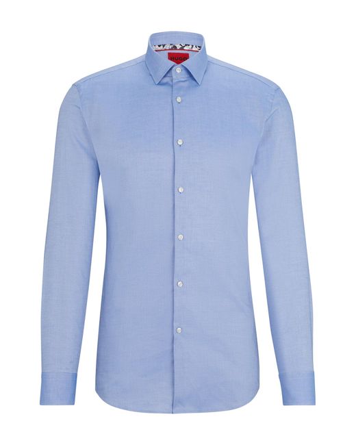 HUGO Blue Slim-fit Shirt In Easy-iron Oxford Cotton for men