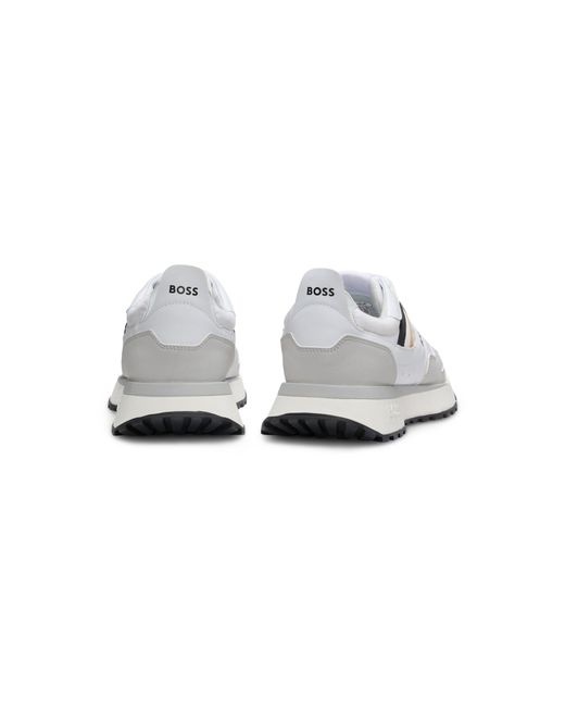 Boss White Running-Style Trainers With Eva-Rubber Outsole for men