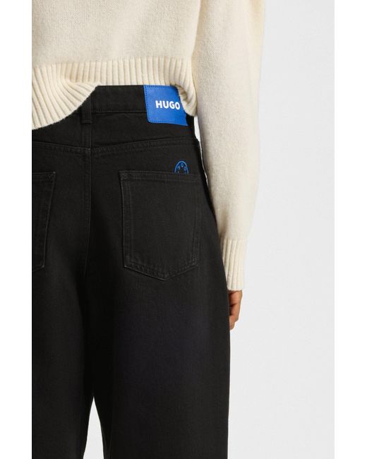 HUGO Black Schwarze Relaxed-Fit Jeans Aus Denim