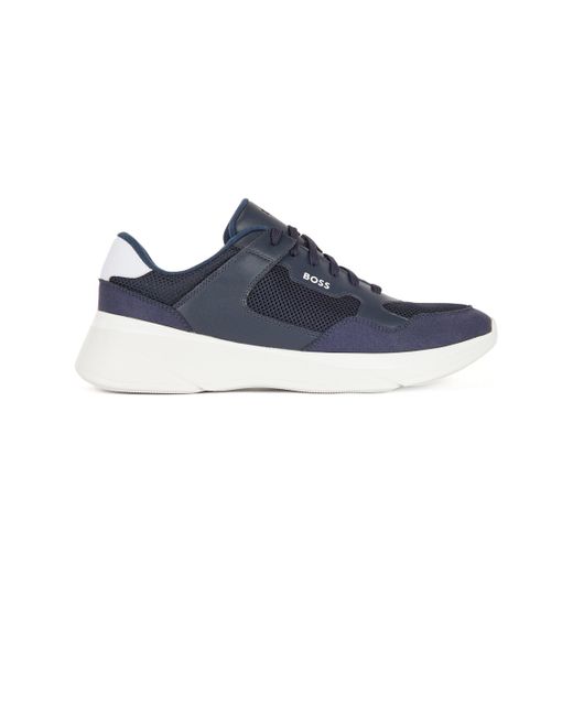 BOSS by HUGO BOSS Hybrid Trainers With Bonded Leather And Mesh in Dark ...
