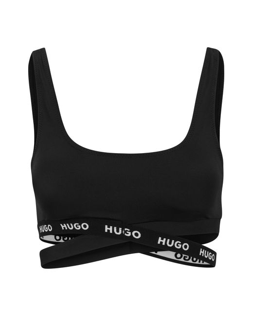 HUGO Sporty Bikini Top With Branded Tape And Cut-out Details in Black ...