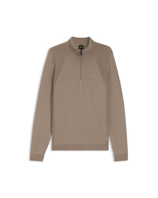 Boss Natural Zip-Neck Sweater for men