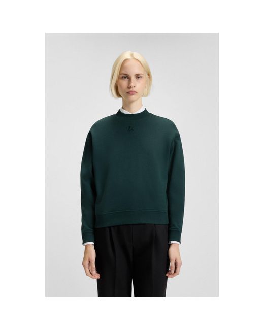 HUGO Green Relaxed-Fit Cotton-Terry Sweatshirt With Stacked-Logo Embroidery