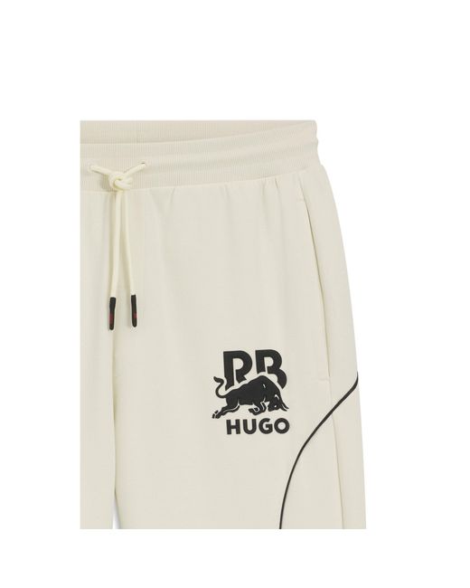 HUGO Natural X Rb Stretch-Cotton Tracksuit Bottoms With Bull Motif for men