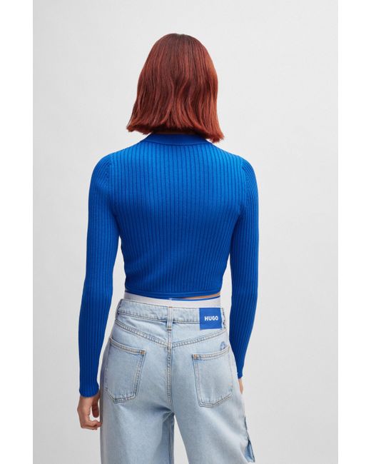 HUGO Blue Slim-Fit Pullover mit asymmetrischem Saum