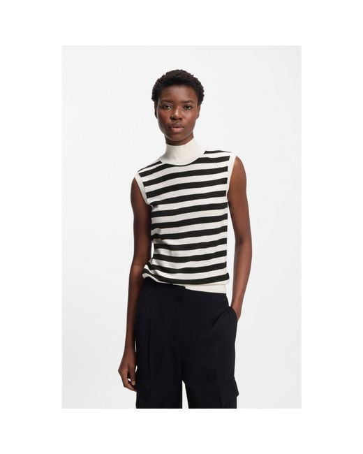 Boss Black Sleeveless Mock-Neck Sweater
