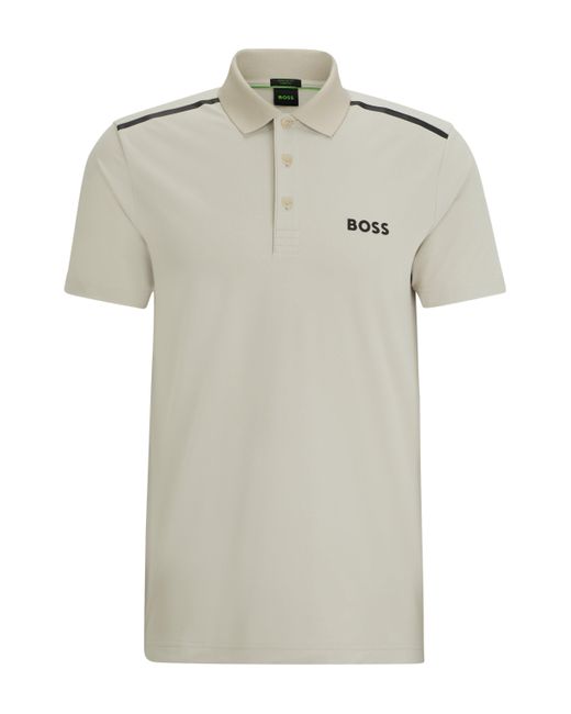 Boss Natural Performance-stretch Polo Shirt With Contrast Logo for men