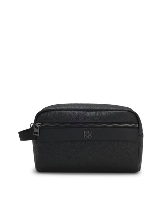 HUGO Toilettas Van Generfd Imitatieleer Met Tweedelig Logodetail in het Black voor heren