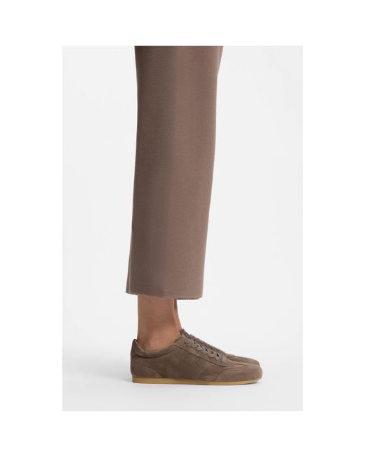 Boss Brown Suede Trainers With Logo Details