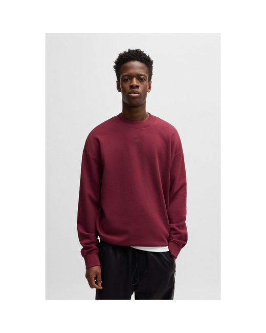 HUGO Cotton Terry Sweatshirt With Logo Print in Red for Men Lyst UK
