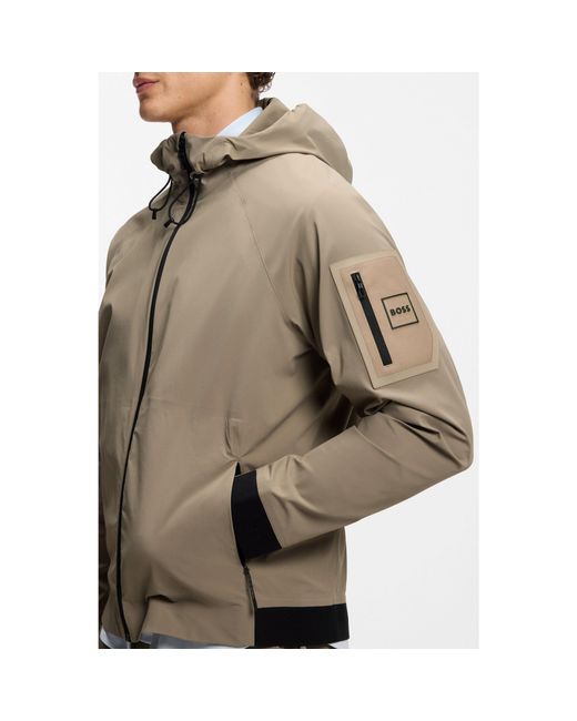 Boss Gray Water-Repellent Jacket With Micro-Waffle Structure for men