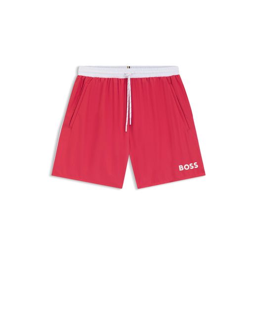 Boss Red Medium-Length Swim Shorts With Contrast Details for men
