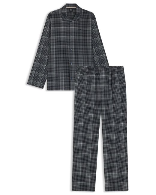 Boss Karierter Pyjama Mit Logo-Stickerei in Black für Herren