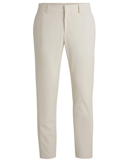 Boss Natural Slim-fit Trousers In Wrinkle-resistant Performance-stretch Fabric for men