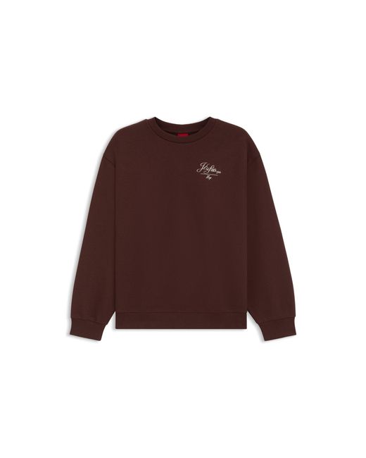 HUGO Brown Cotton-Terry Sweatshirt With Parisian Graphic Print
