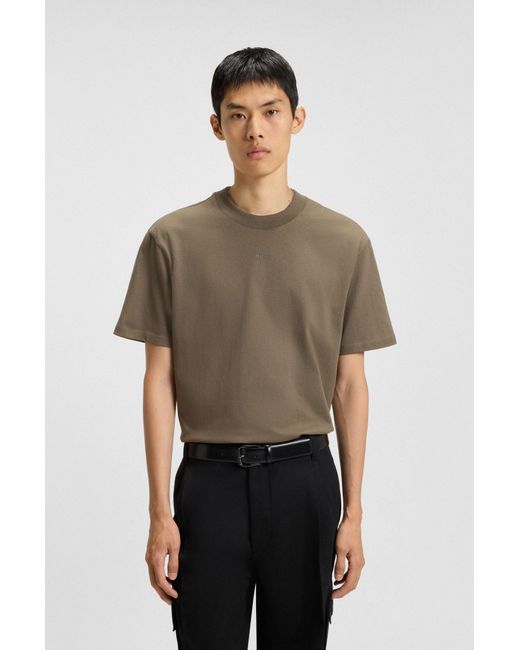 HUGO Relaxed-Fit T-Shirt Van Katoen Met Logoprint in het Brown voor heren