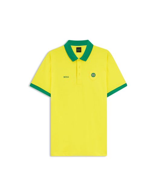 Boss Yellow Paddy Polo Shirt With Country Flag for men