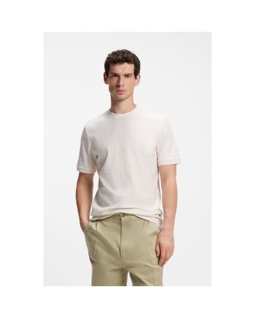 Boss Gray Geometric-Jacquard T-Shirt for men