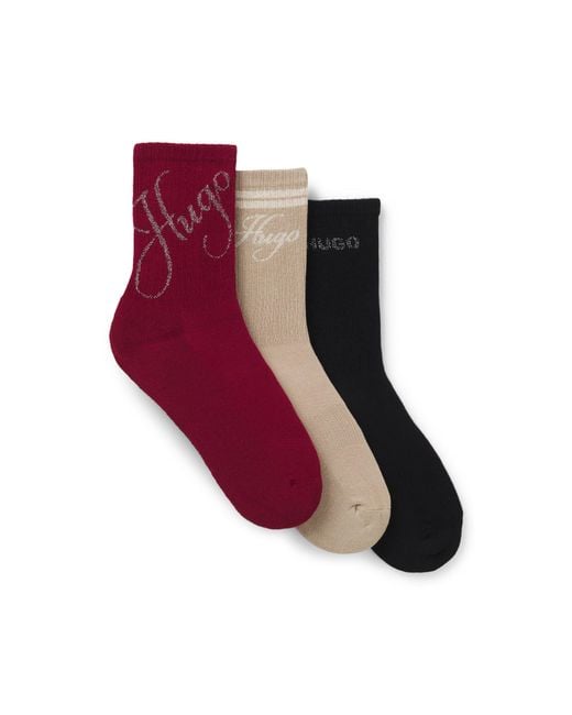 HUGO Red Three-Pack Of Quarter-Length Socks