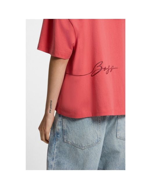 Boss Red Cotton-Jersey T-Shirt With Logo Graphics