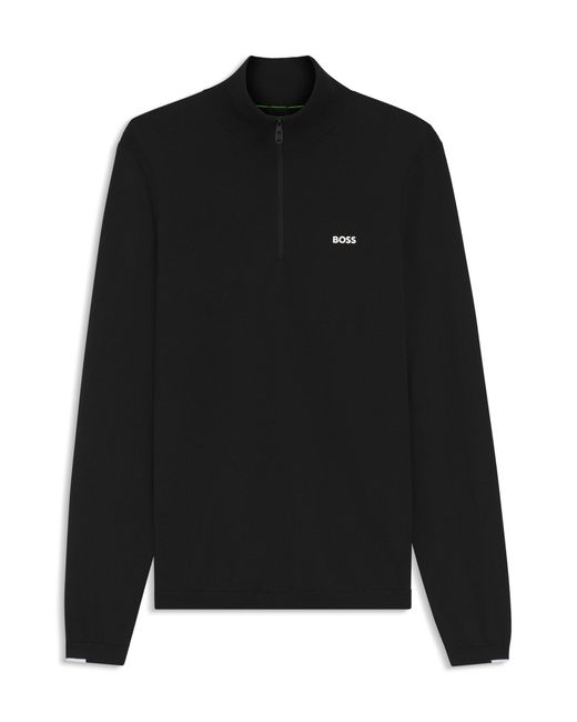 Pull En Coton Avec Fermeture Éclair Courte Boss pour homme en coloris Black