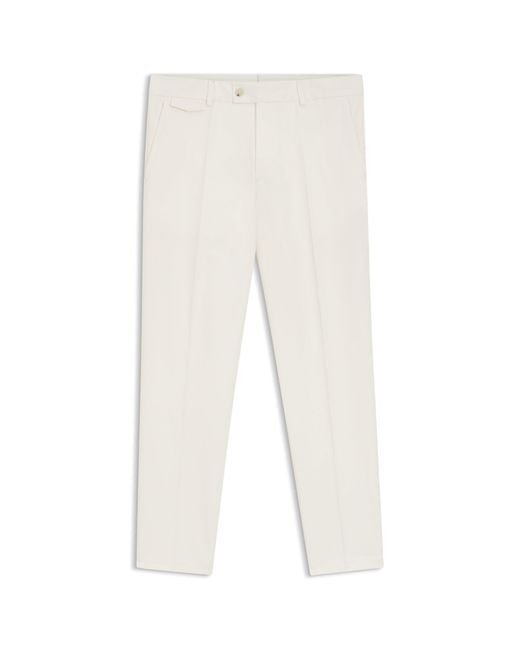 Boss White Tapered-Fit Trousers for men