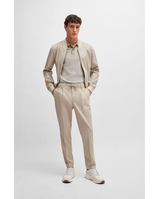 Boss Slim-Fit Poloshirt aus merzerisierter Baumwolle in zweifarbiger Optik in Natural für Herren