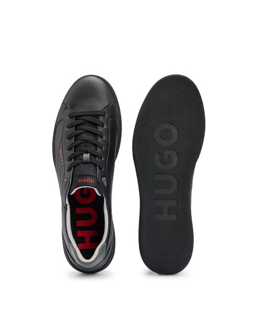 HUGO Black Cupsole Trainers With Logo Details On Rubber Outsole for men