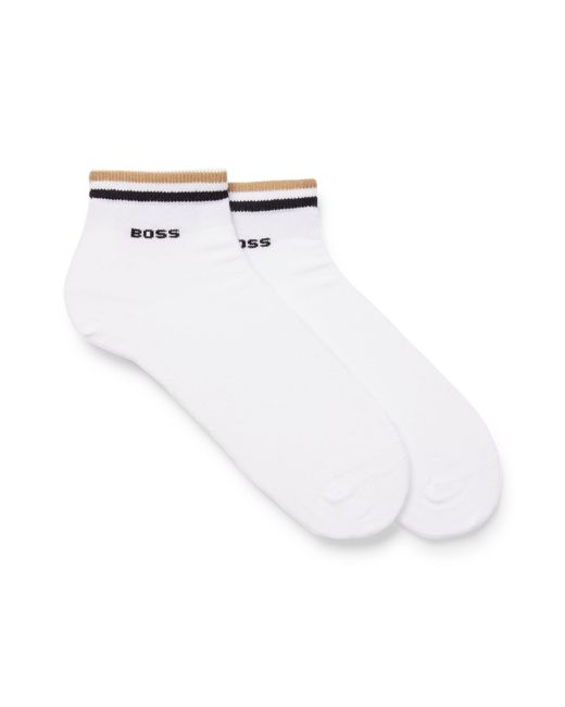 BOSS by HUGO BOSS Set Van Twee Paar Korte Sokken Met Kenmerkende Strepen in  het Wit voor heren | Lyst NL