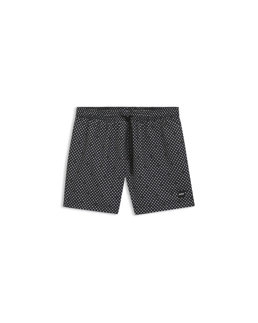 Boss Brown Printed Swim Shorts With Logo Badge for men