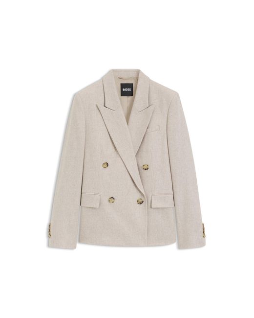Boss Natural Double-Breasted Regular-Fit Blazer