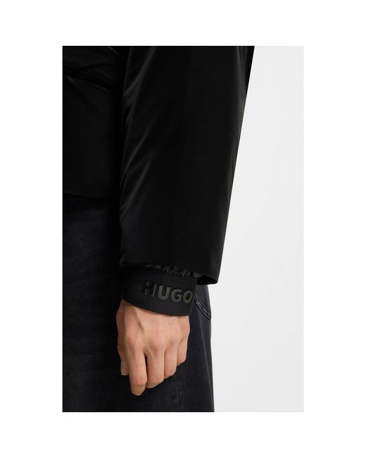 HUGO Black Water-Repellent Jacket With Elasticated Logo Cuffs