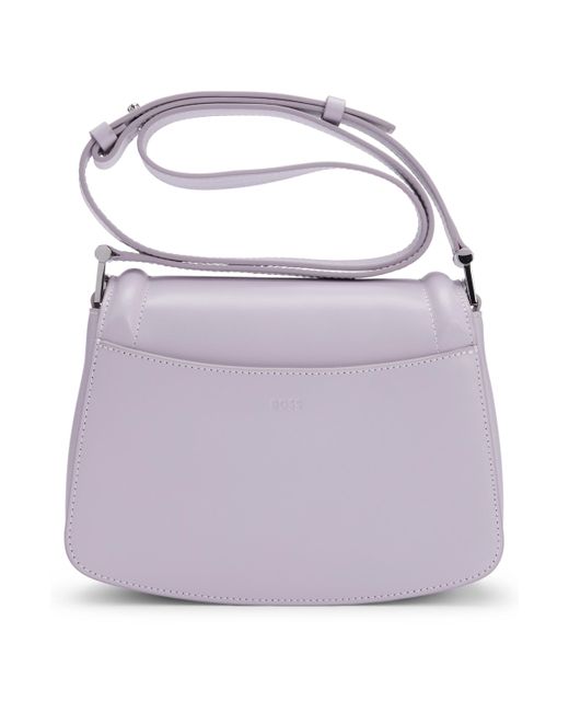 Boss Purple Leather Saddle Bag With Signature Hardware And Monogram