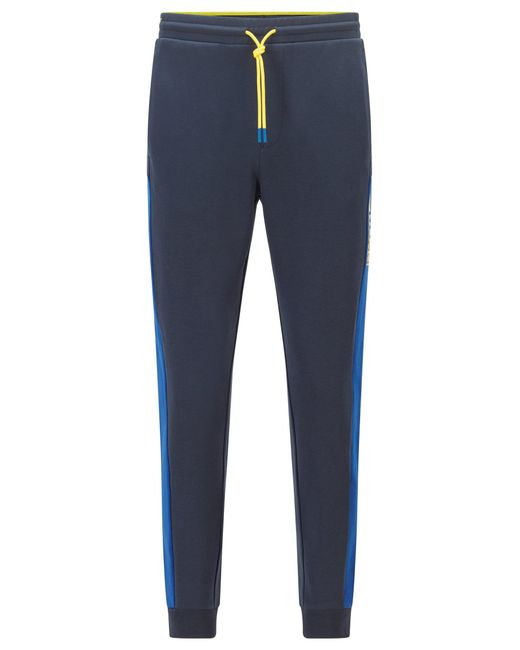 BOSS by Hugo Boss Gray Cuffed-hem Tracksuit Bottoms With Colour-block Logo for men