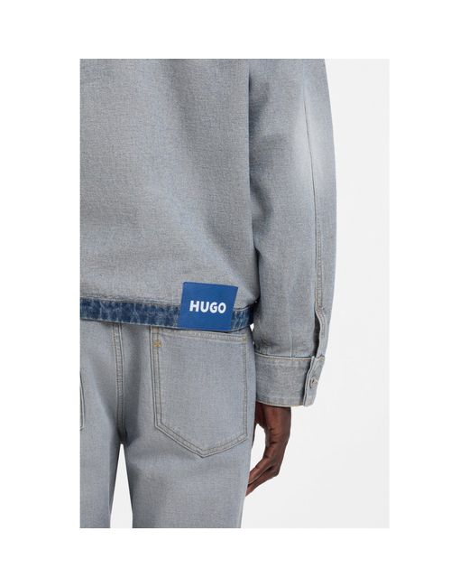 HUGO Blue Denim Jacket With Inside-Out Styling for men