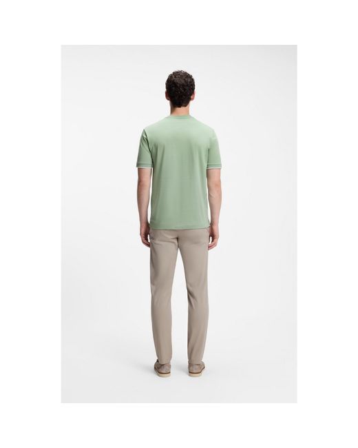 Boss Green Cotton T-Shirt With Tipped Sleeve Cuffs for men