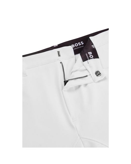 Boss White Equestrian Full-Grip Breeches for men