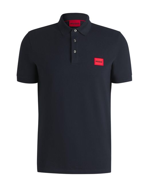 Polo Slim Fit En Piqué De Coton Avec Étiquette Logo HUGO pour homme en coloris Black