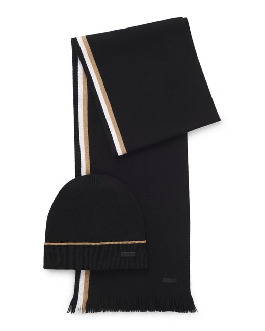 Boss Geschenk-Set Mit Mütze Und Schal Mit Streifen-Details in Black für Herren