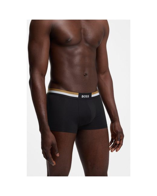 Boss Black Three-Pack Of Cotton-Blend Trunks for men