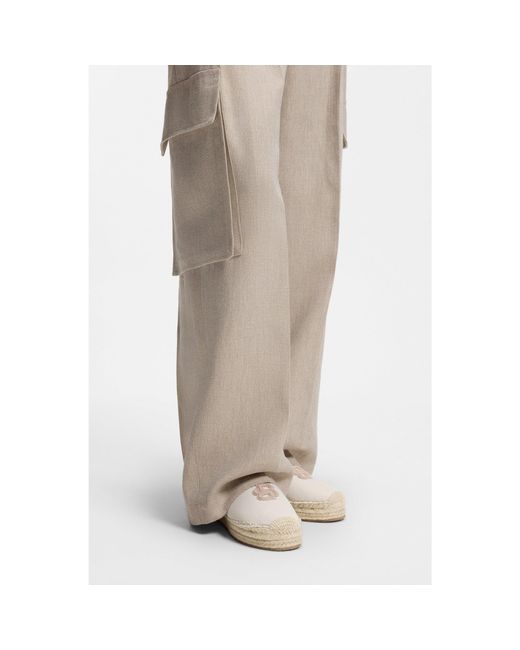 Boss White Canvas Espadrilles With Double B Monogram