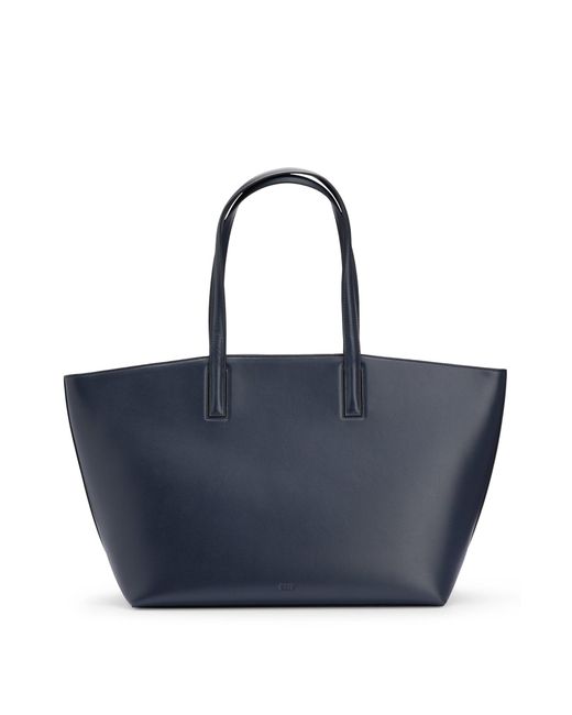 Boss Blue Leather Shopper Bag With Signature Hardware
