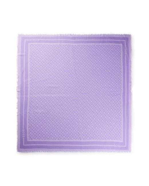 Boss Purple Logo-print Scarf In Modal And Silk