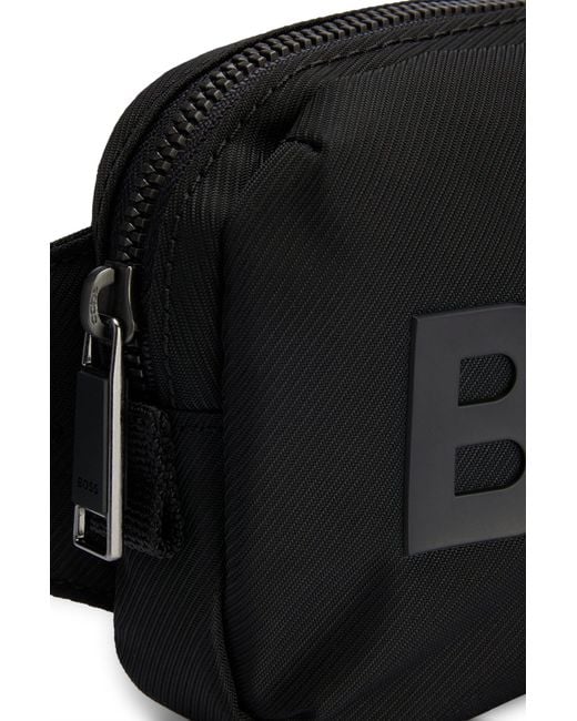 Boss Black Logo Belt Bag In Structured Fabric for men