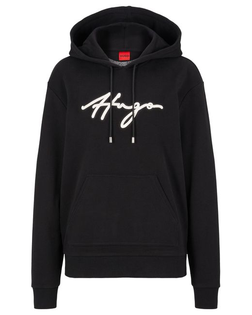 BOSS by HUGO BOSS Cotton-terry Hoodie With Handwritten Logo Embroidery ...