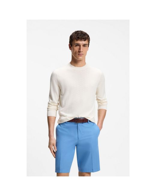 Boss White Silk Sweater With Jacquard Pattern for men