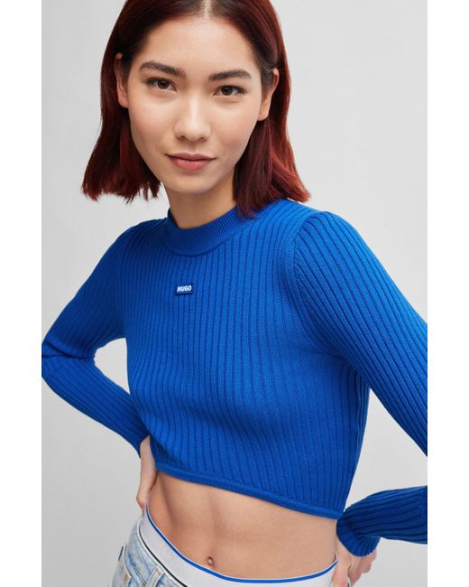 HUGO Blue Slim-Fit Pullover mit asymmetrischem Saum