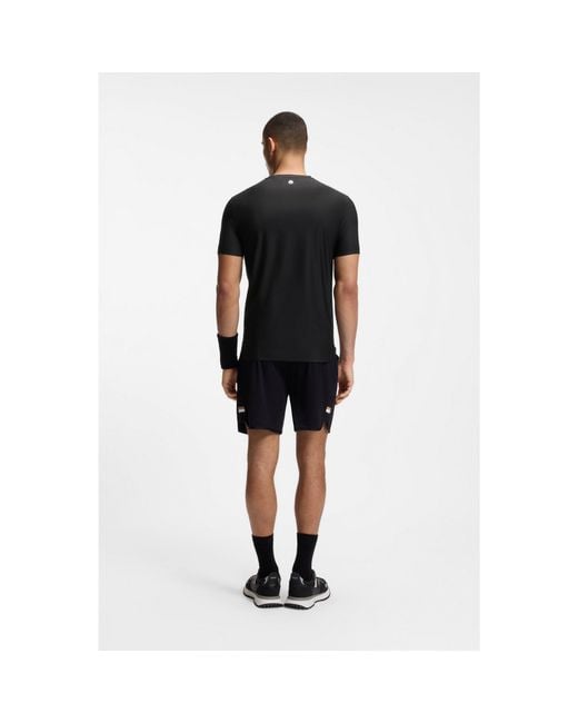 Boss Black Active Jacquard-Stripe Slim-Fit T-Shirt With Logo Print for men